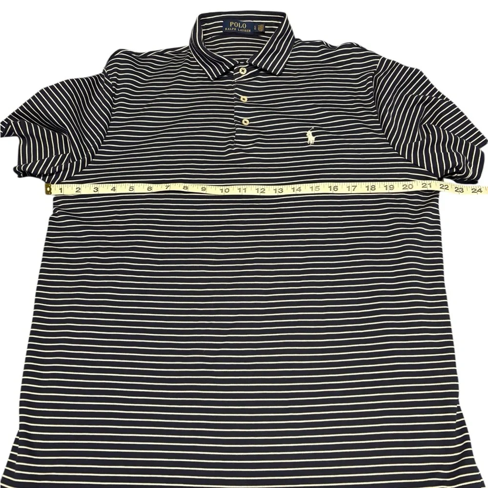 Men’s Polo Ralph Lauren Navy and White Striped Polo Shirt L